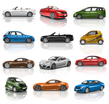 Cars,Transportation 3D Illustration Concept clipart