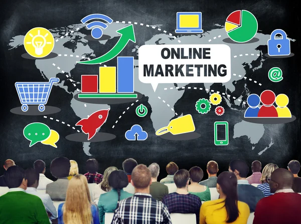 Mitarbeiter bei Seminaren und Online-Marketing — Stockfoto