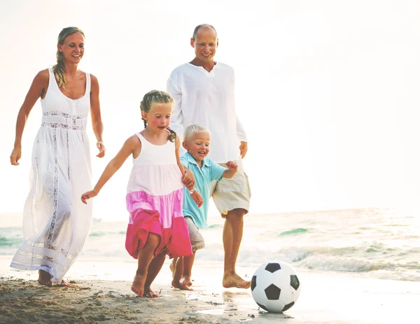 Family Running on Beach Concept — Stock Photo, Image