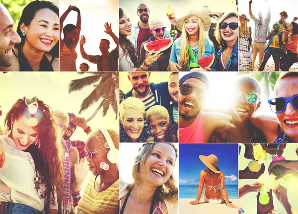 Молодые счастливые люди на пляже — стоковое фото