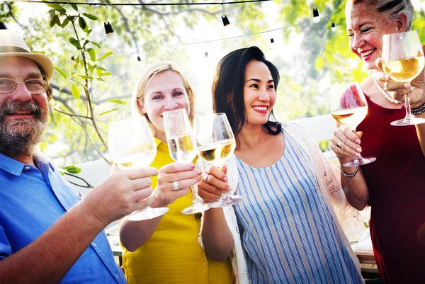 Diversité des amis à la fête Concept — Photo