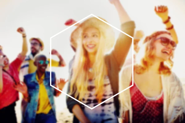 Hexagon ram semester sommar semester koncept — Stockfoto