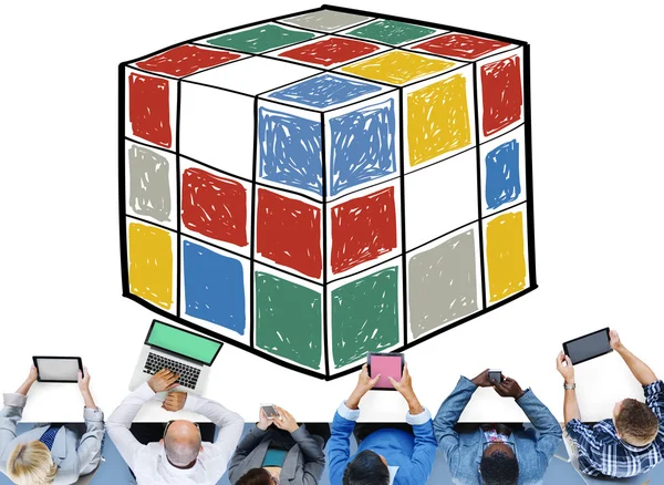 Conceito de Cubo de Puzzle — Fotografia de Stock