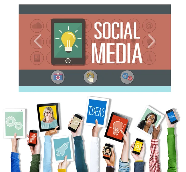 Diversidade de pessoas e conceito de mídia social — Fotografia de Stock