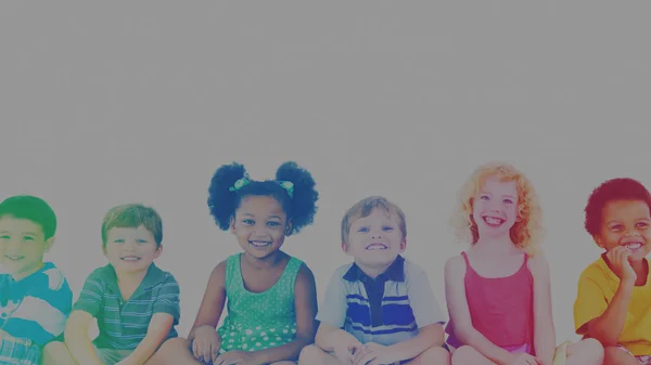 Diversity children sitting together — Stock Photo, Image