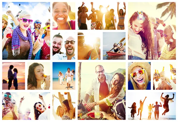 Молоді щасливі люди на пляжі — стокове фото