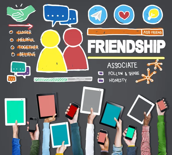 友谊，社交媒体的概念 — 图库照片