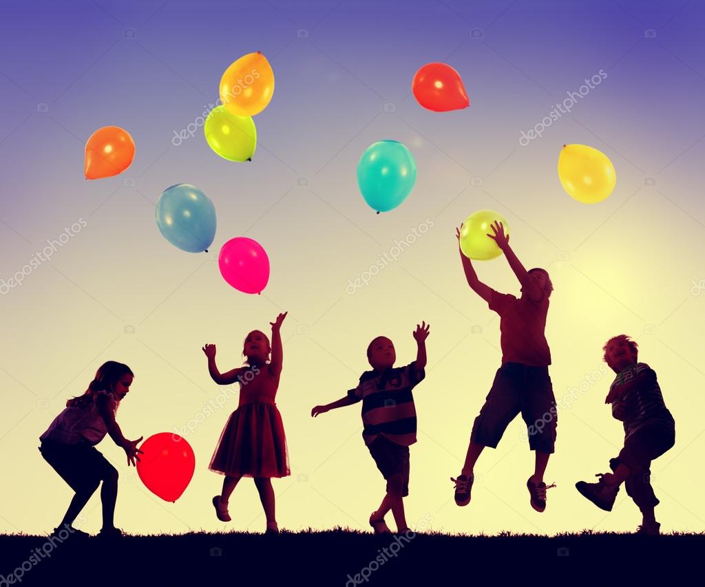 Children Playing With Balloons Stock Photo Image By C Rawpixel