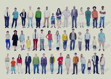 Grup çok ırklı sıradan insan 