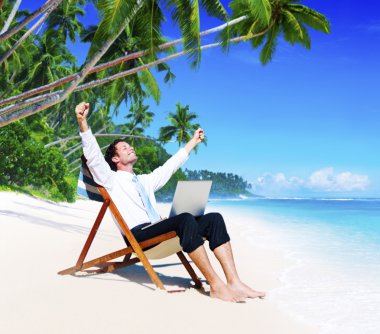 İşadamı rahatlatıcı Beach kavramı