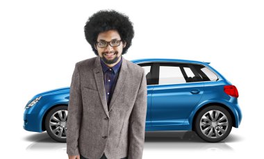 Araba, Hatchback ulaşım 3d illüstrasyon kavramı