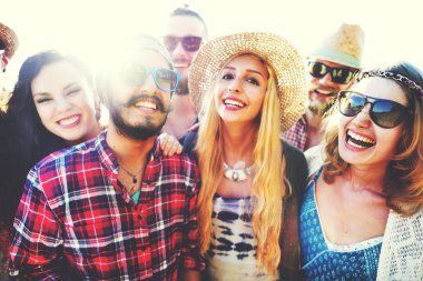 Dostluk bağı yaz plaj, mutluluk kavramı