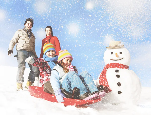 Famiglia godendo giornata invernale — Foto Stock