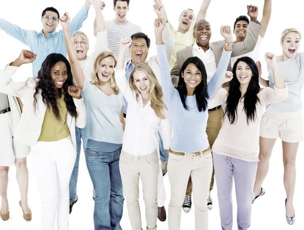 Grupa ludzi różnorodności świętować sukces — Zdjęcie stockowe