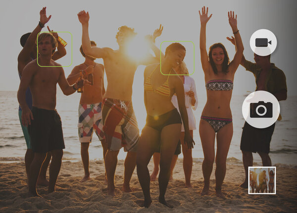 friends at Summer Beach Party Concept