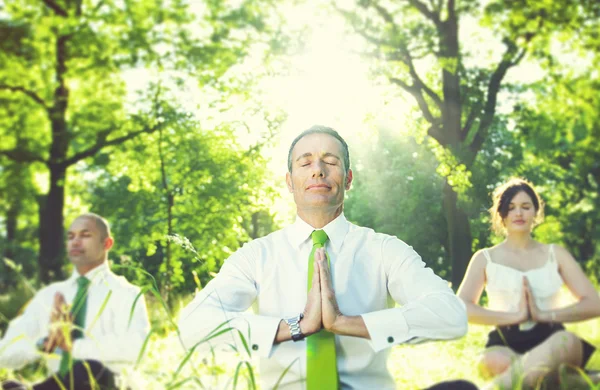 Mensen uit het bedrijfsleven mediteren — Stockfoto