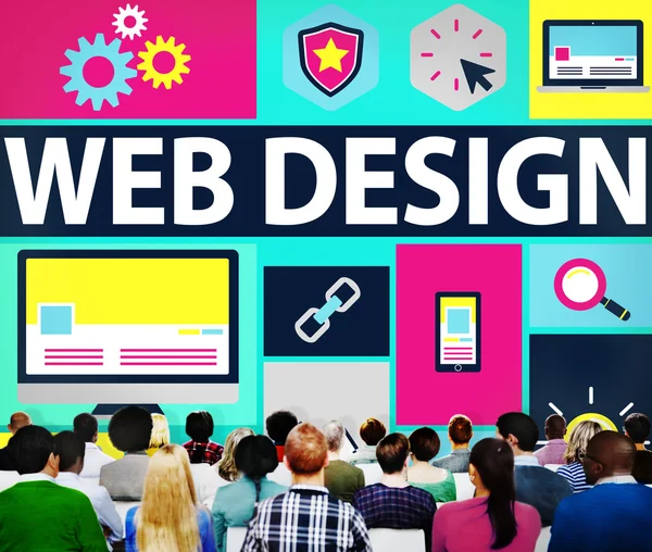Grupp av affärsmän och webbdesign — Stockfoto