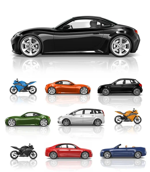 Design von Sportfahrrädern und Autos — Stockfoto