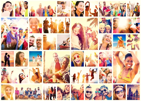 Jonge gelukkige mensen op het strand — Stockfoto