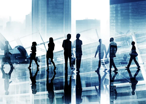 Silhouettes of Business People Walking — Stock Photo, Image