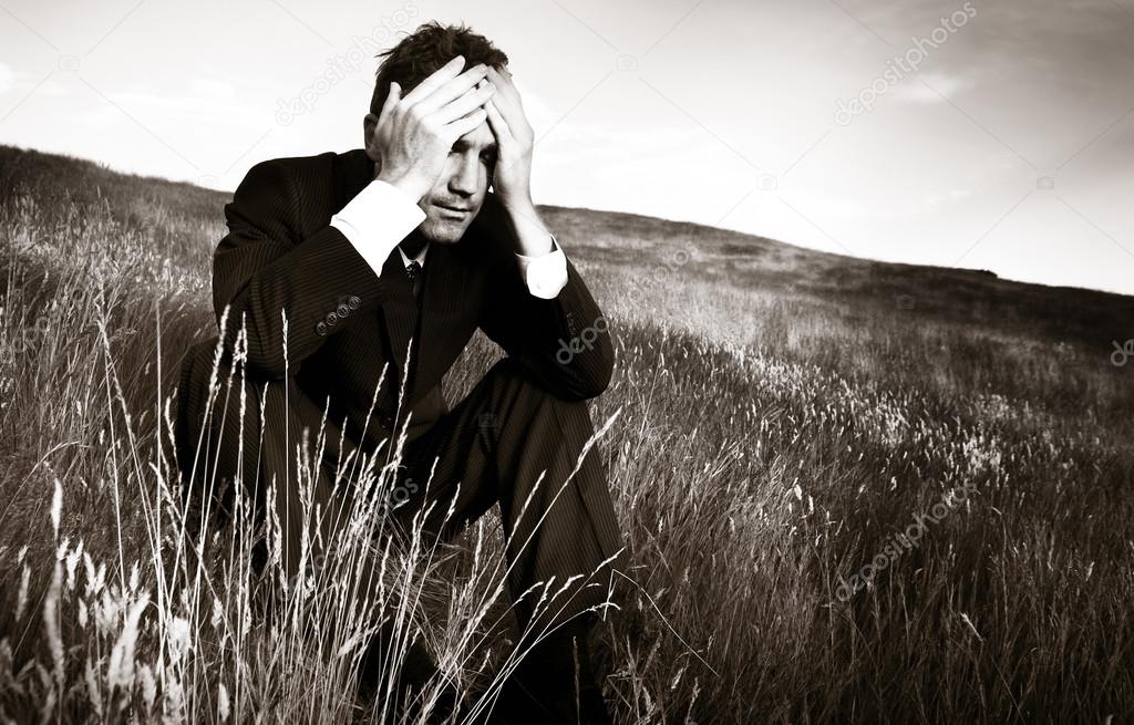 Lonely businessman depressed