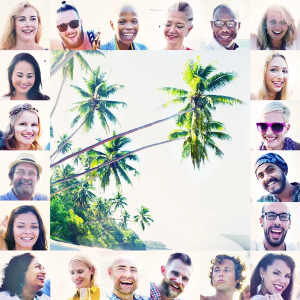 Jóvenes diversas personas felices en la playa —  Fotos de Stock