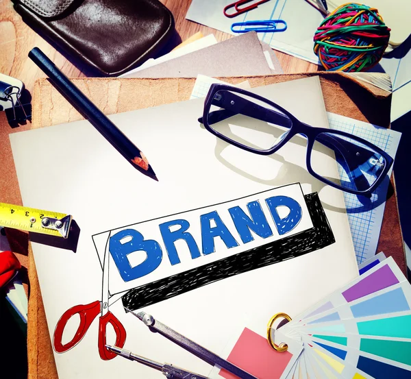 브랜드 광고 컨셉과 책상 — 스톡 사진