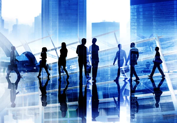 Silhouettes of Business People Walking — Stock Photo, Image