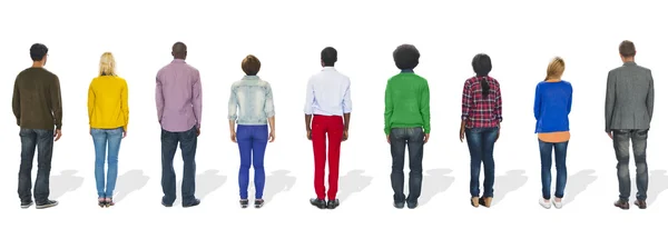 Multiethnic Group of People Standing Rear View — Stock Photo, Image