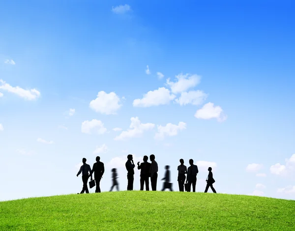 Silhouette group of people — Stock Photo, Image