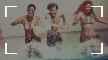 arkadaşları ve kamera odak çerçevesi kavramı