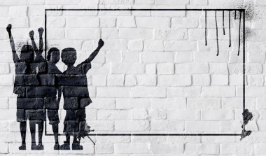 siyah beyaz tuğla duvara graphity