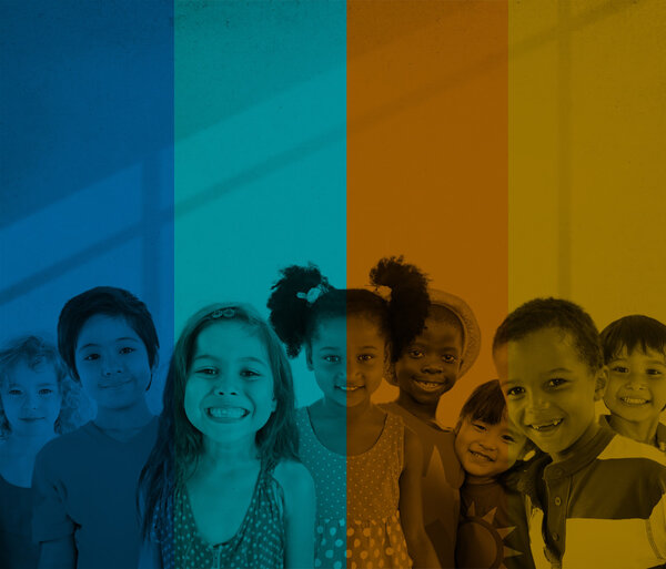 Cute diverse kids smiling