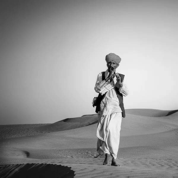 Man Playing Wind Pipe — Stock Photo, Image