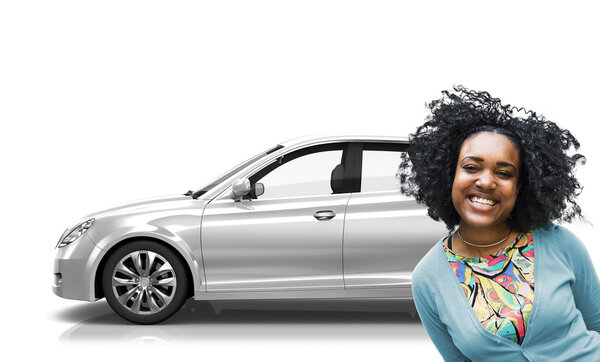 woman with car in behind