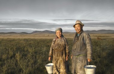 Mongolian Couple Farmers clipart