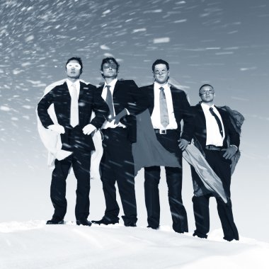 İşadamları Superheros ekip çalışması