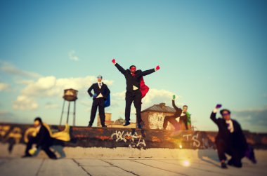 İşadamları süper kahraman kostümleri