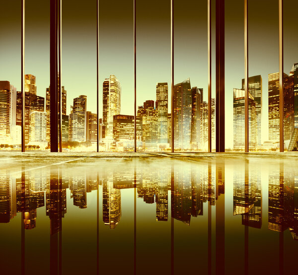 City Lights, Urban Scenic View of Buildings Concept