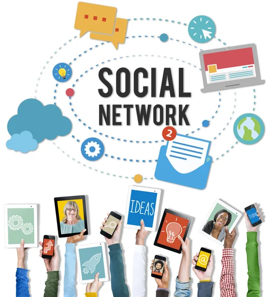 Diversidade de pessoas e conceito de mídia social — Fotografia de Stock