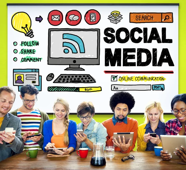 Concetto di connessione tecnologia social media — Foto Stock