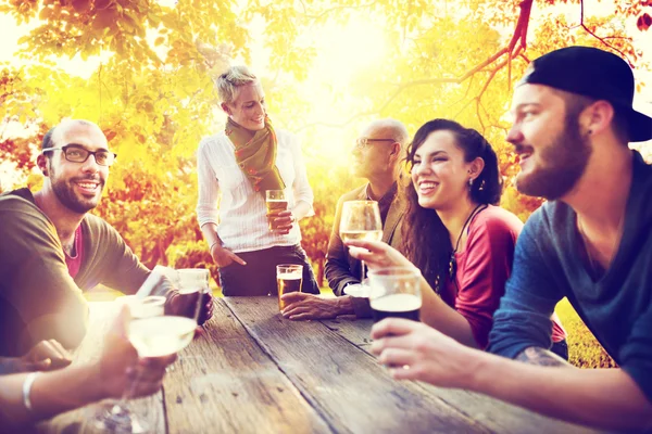 Amici appendere fuori a festa all'aperto — Foto Stock