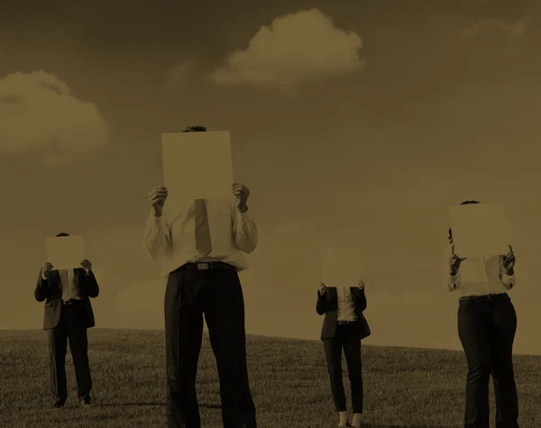 Business People Holding Placards — Stock Photo, Image