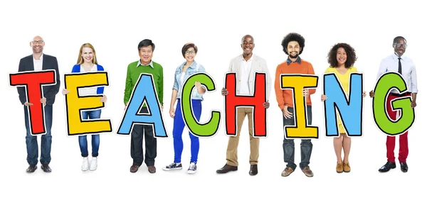 Group of People Holding Text Teaching — Stock Photo, Image