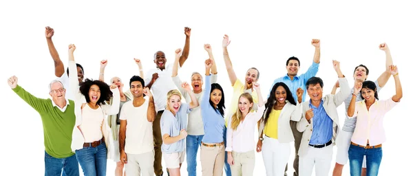 Gruppe von Diversity-Menschen feiert Erfolg — Stockfoto