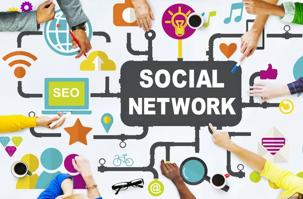 Concetto di connessione al social network — Foto Stock