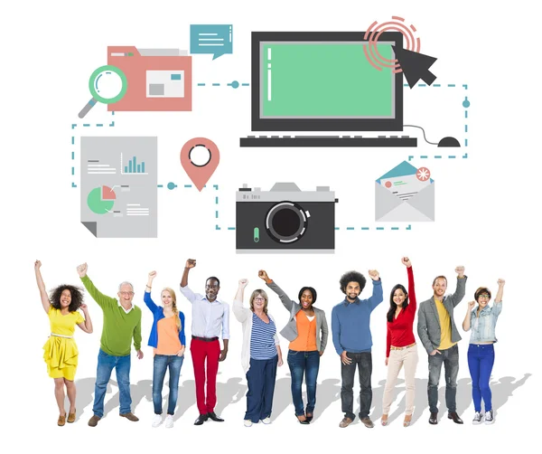 Tecnología Medios de comunicación Concepto de conexión a redes sociales —  Fotos de Stock