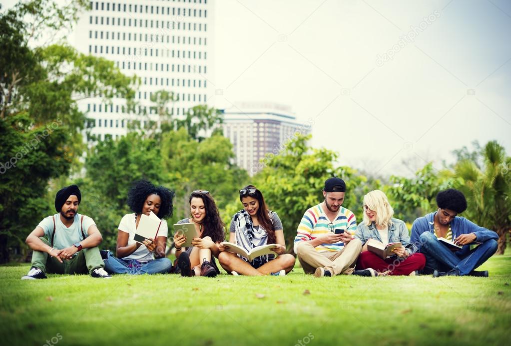 college students using wireless devices