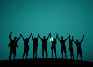 Grup günbatımı insanlar kutlama