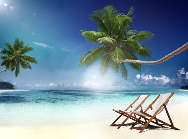 Güverte sandalyeleri tropikal plaj kavramı